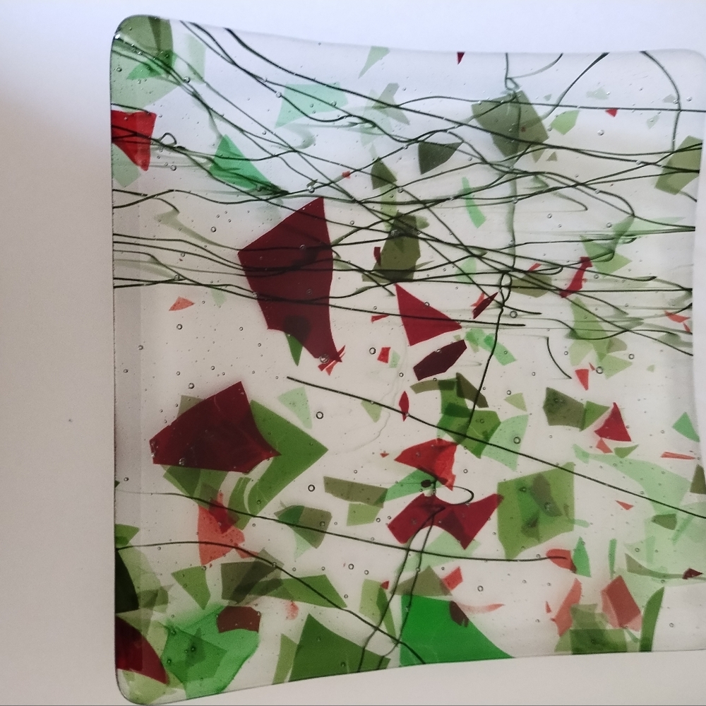 Handmade fused glass sushi art plate-choose color